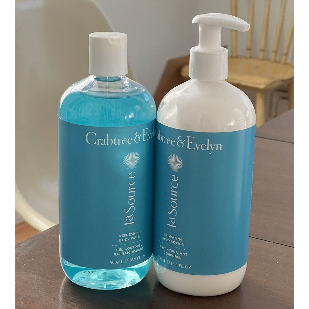 Crabtree Evelyn La Source Hydrating Body Lotion Body Wash Set 16.9 oz Each